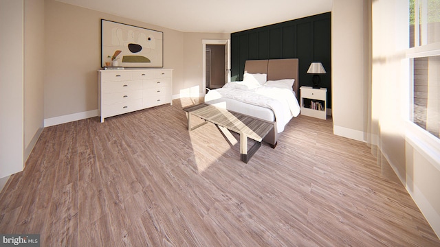 bedroom featuring light hardwood / wood-style flooring