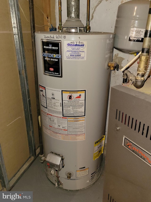 utility room with gas water heater