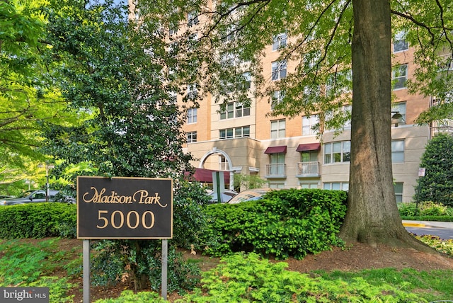 view of community sign