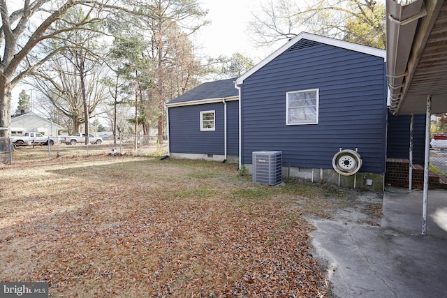 view of home's exterior with central air condition unit