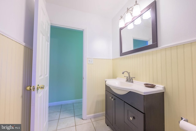 bathroom with vanity and tile patterned floors