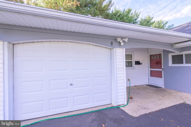 view of garage