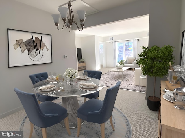 1294 Cooper St Unit C06, Edgewater Park, NJ 08010 - carpeted dining space with a chandelier and baseboards