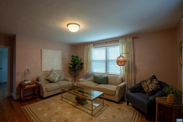 living room with light hardwood / wood-style flooring