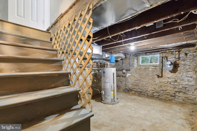 basement with water heater