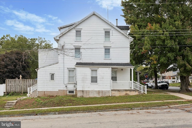 view of front facade featuring covered porch