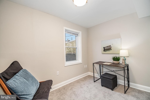 view of carpeted home office