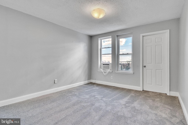 spare room featuring carpet flooring and a textured ceiling