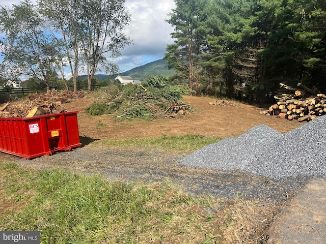 view of yard with a mountain view