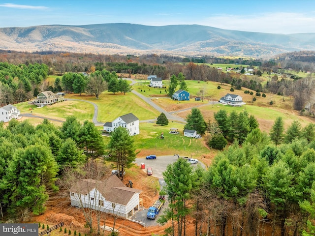 aerial view with a mountain view