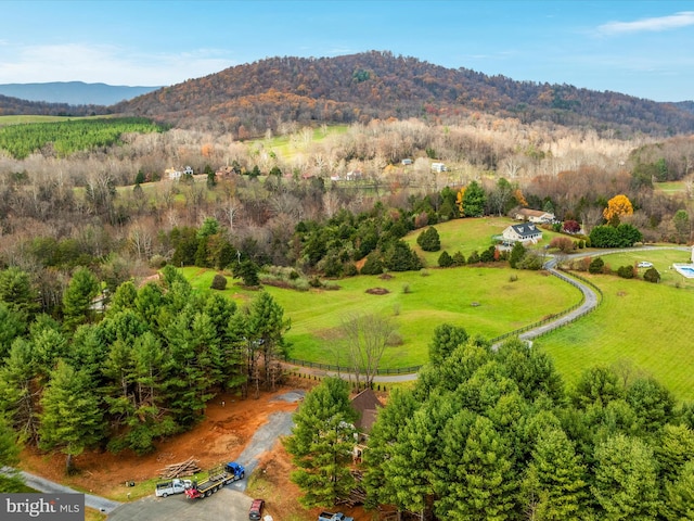 aerial view with a mountain view