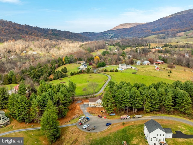 drone / aerial view with a mountain view