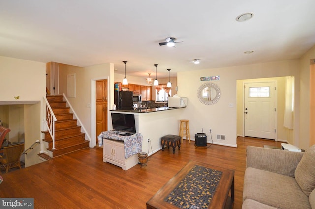 living room featuring hardwood / wood-style flooring