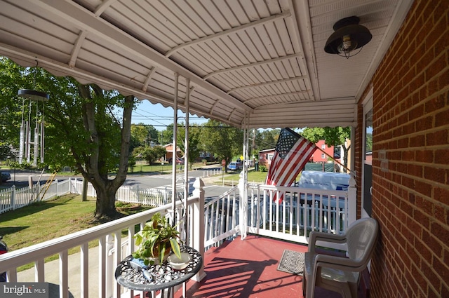 deck featuring covered porch