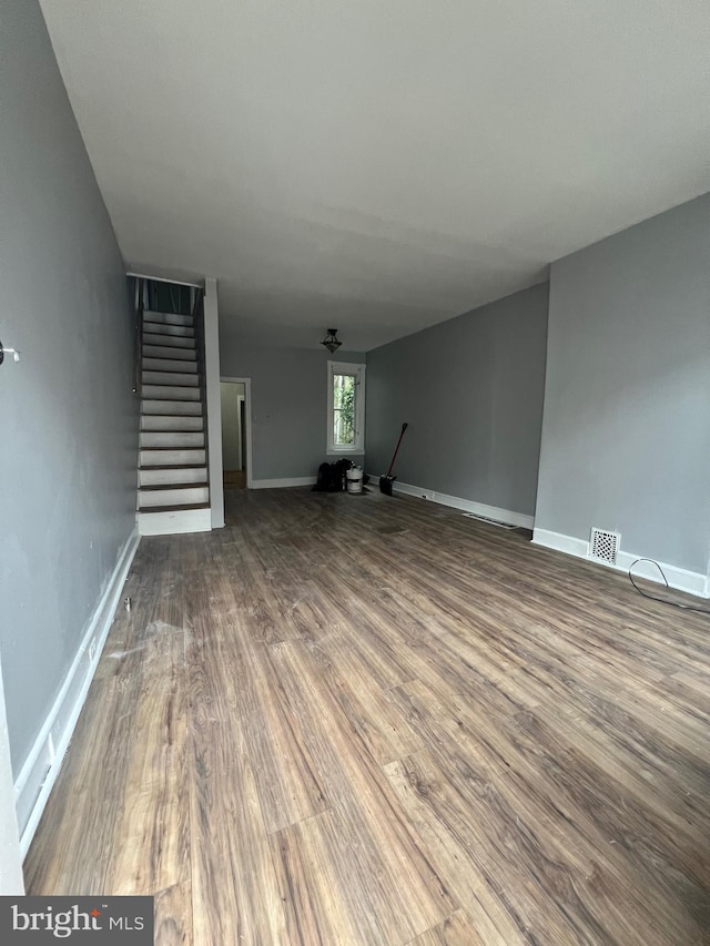 unfurnished living room with wood-type flooring