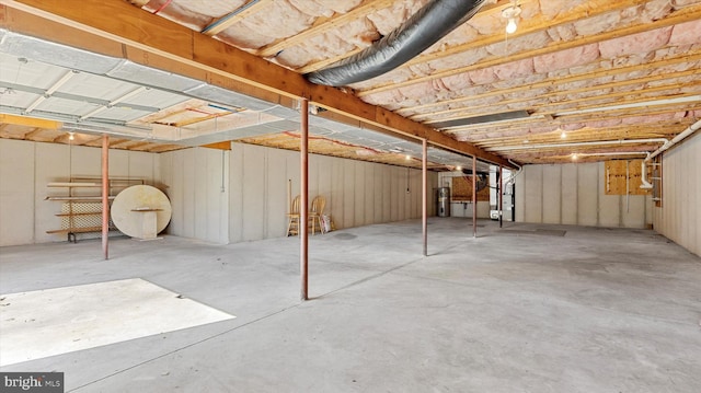 basement featuring water heater