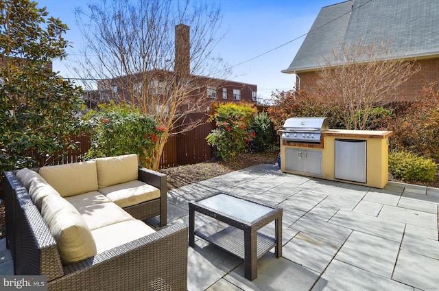 view of patio featuring an outdoor hangout area and area for grilling