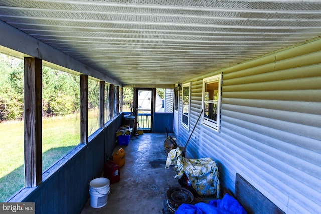 view of unfurnished sunroom