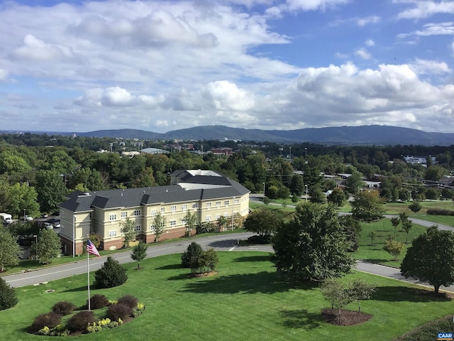 drone / aerial view featuring a mountain view