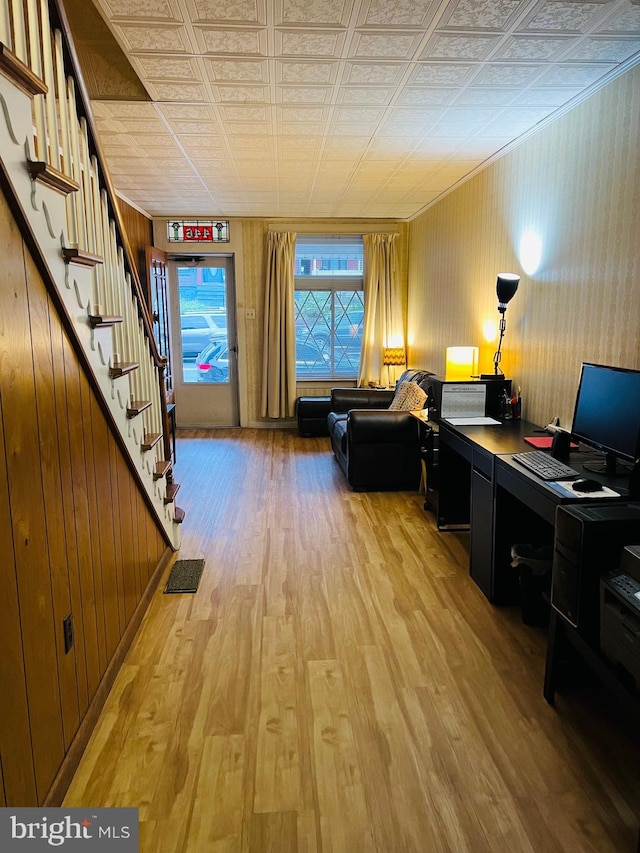 unfurnished office featuring wood-type flooring