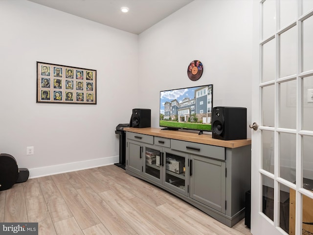 office area with light wood-type flooring