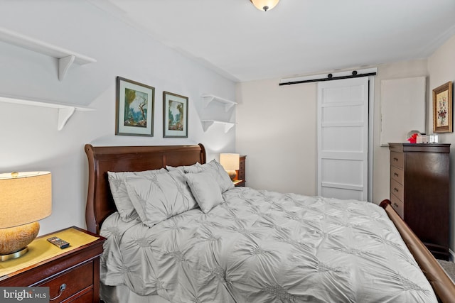 bedroom with a barn door