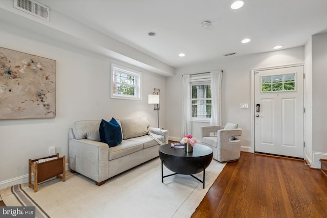 living room with hardwood / wood-style floors