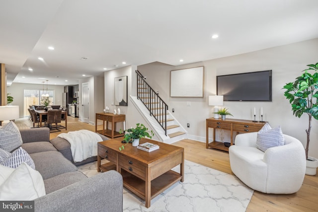 living room featuring light hardwood / wood-style floors