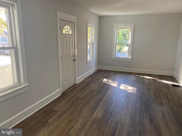 foyer entrance featuring dark hardwood / wood-style floors