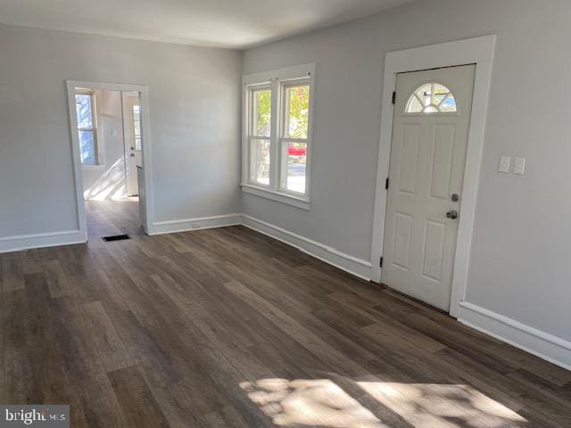 entrance foyer featuring dark hardwood / wood-style floors