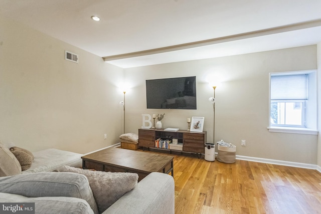 living room featuring light hardwood / wood-style floors