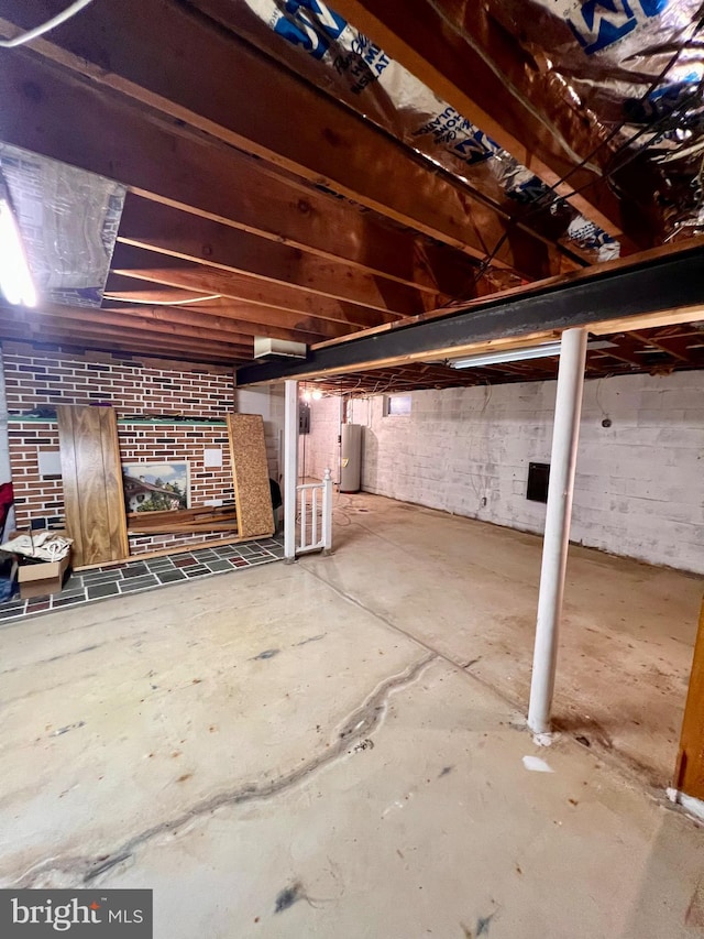 basement featuring water heater