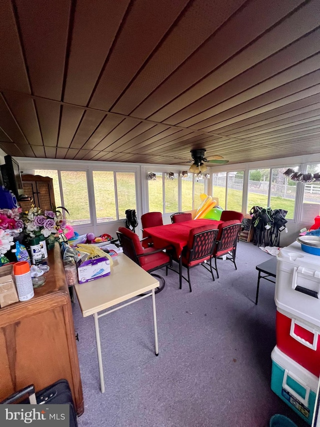 sunroom / solarium with ceiling fan and plenty of natural light