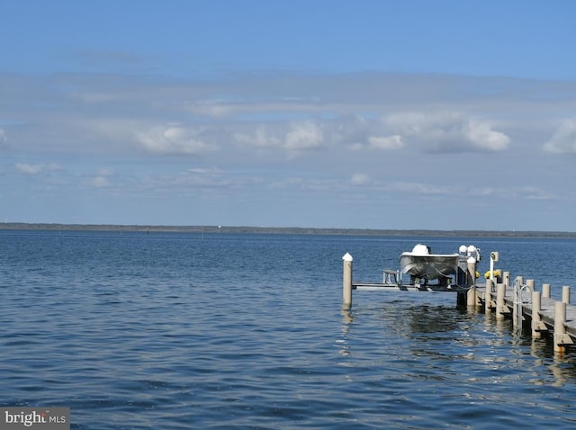 dock area featuring a water view