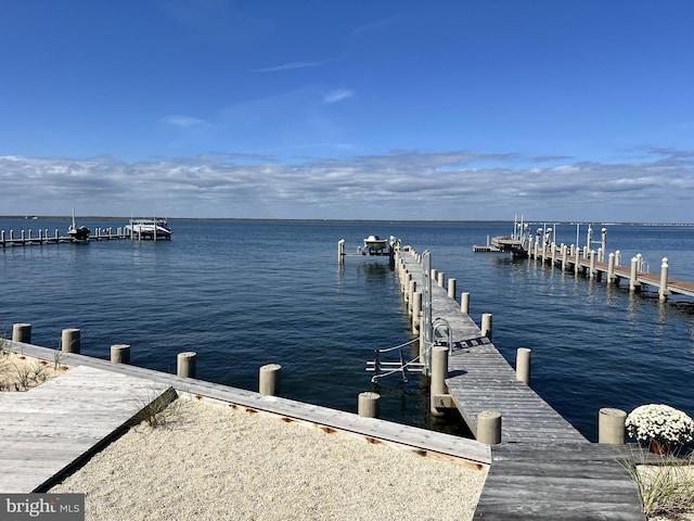 view of dock featuring a water view