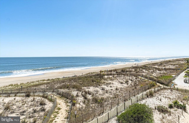 property view of water featuring a view of the beach