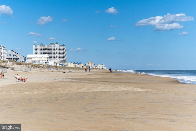 property view of water featuring a view of the beach