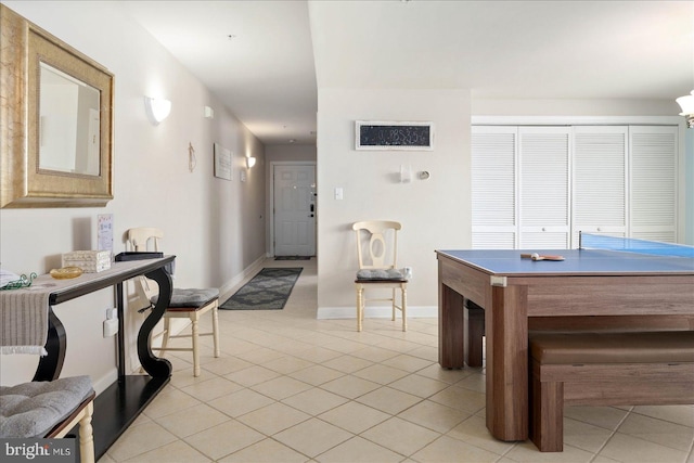 dining area with light tile patterned flooring