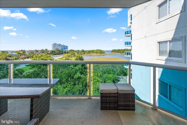 balcony with a water view