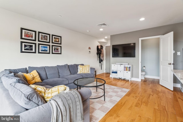 living room with light wood-type flooring