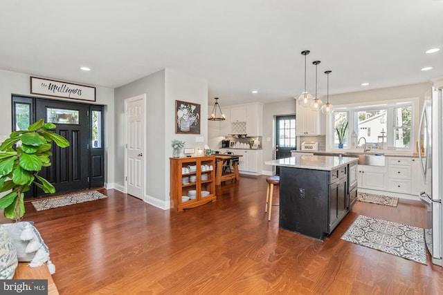 interior space featuring dark hardwood / wood-style floors and sink