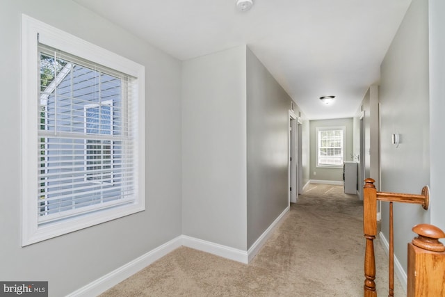 hallway with light carpet