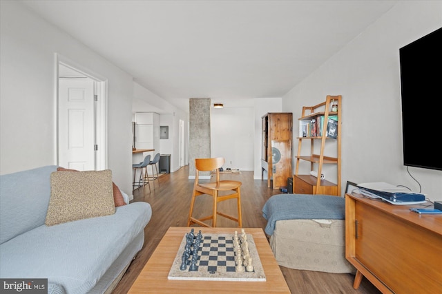 living room with hardwood / wood-style flooring