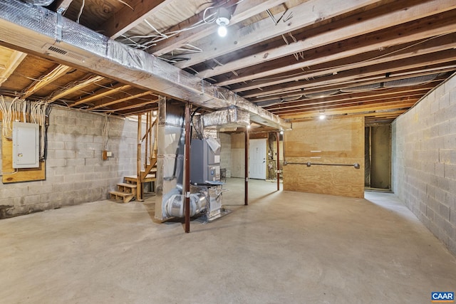 basement with electric panel