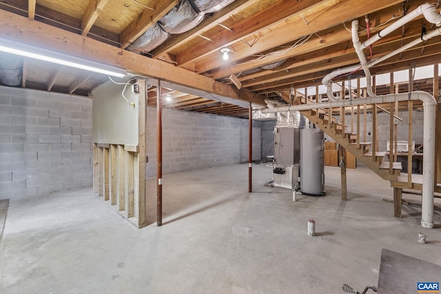 basement with gas water heater