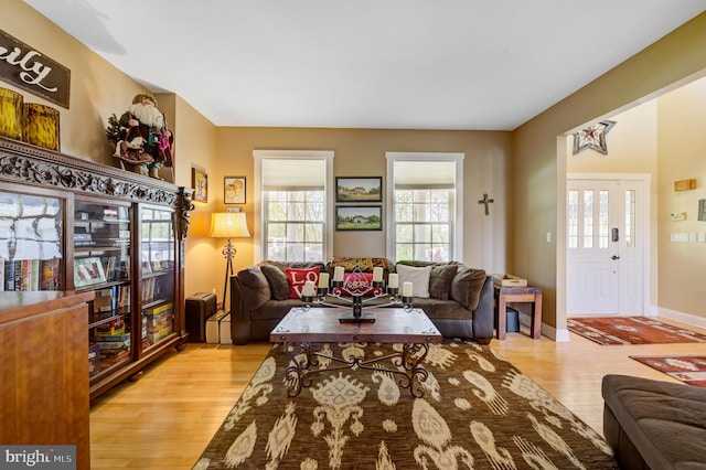 living room featuring light wood-type flooring