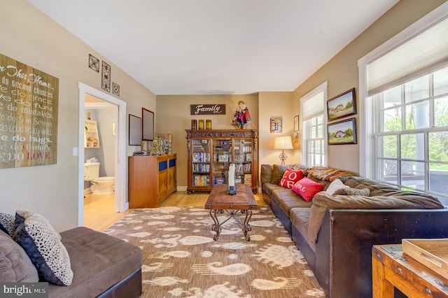 living room with light wood-type flooring