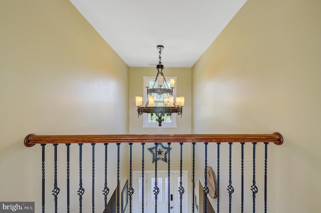 interior space with a notable chandelier