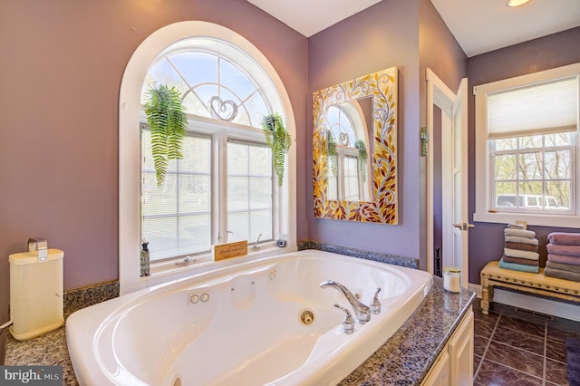 bathroom featuring a tub and a healthy amount of sunlight