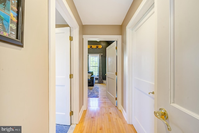 hall featuring light wood-type flooring